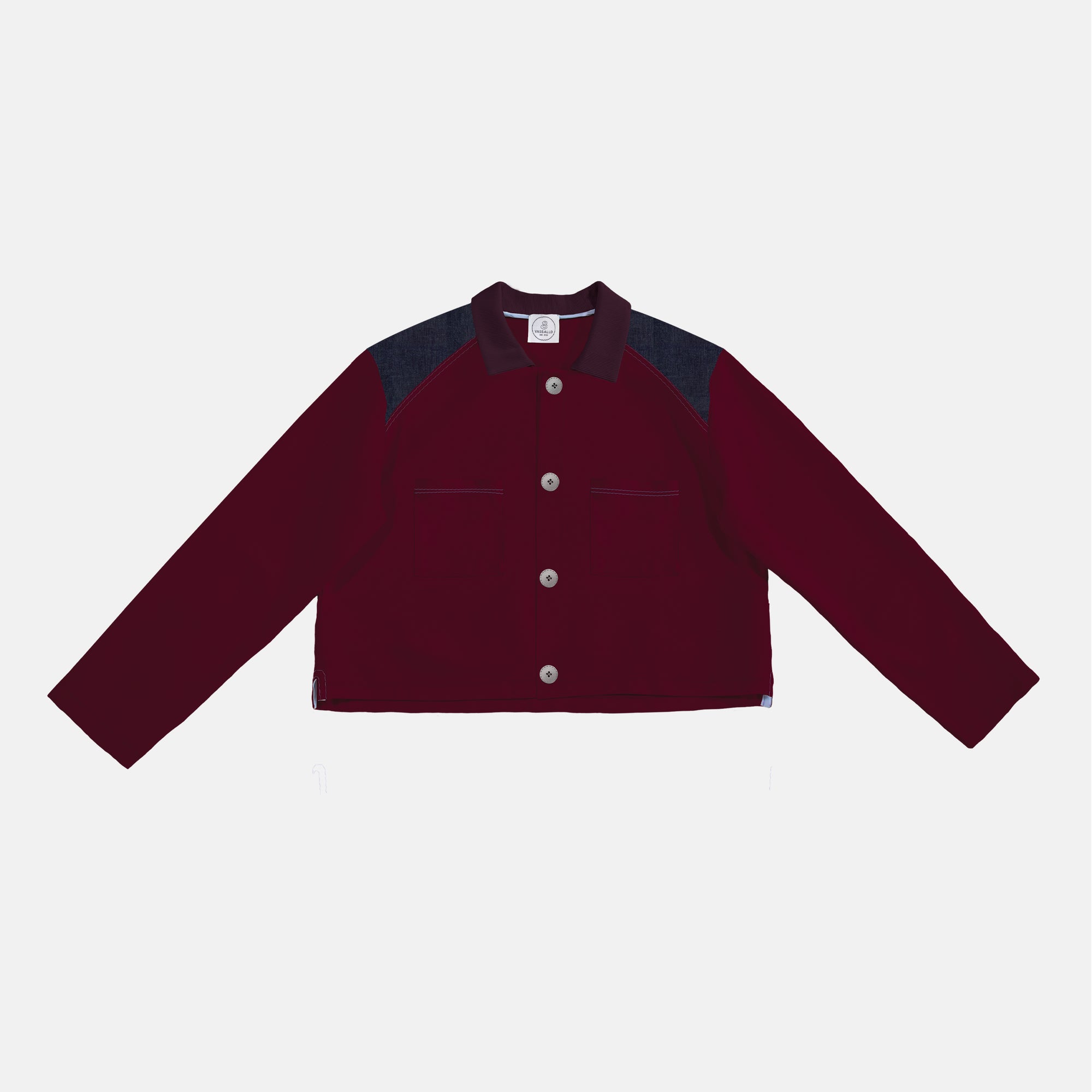 Beyond Overshirt Cropped - Deep Maroon & Indigo