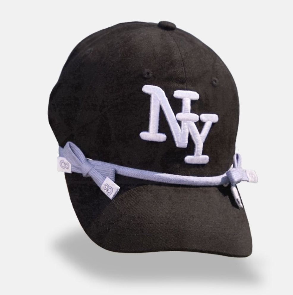 New York Baseball Cap with Shoelace Bows