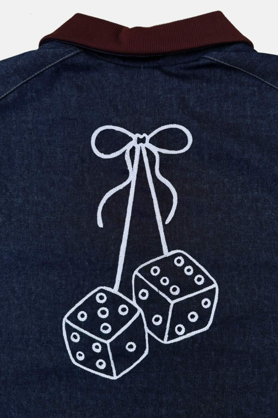 Boxy Overshirt in Dual-knit Denim with Chainstitch Embroidery