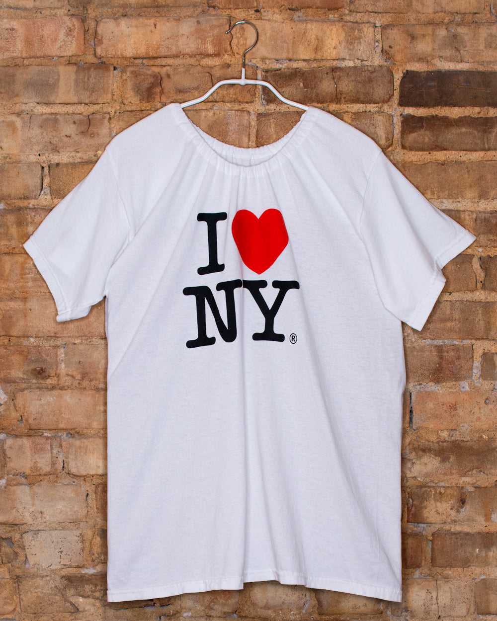 "I Heart NY" Baggy Scrunch Tee - WHITE